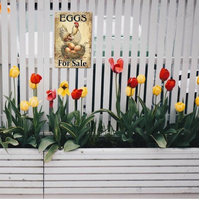Farm Fresh Eggs For Sale Aluminium Sign 5in×8in, Sturdy Aluminum Metal Signs Rust Free, Fresh Chicken Eggs For Sale Yard Sign, Egg Sign With Stakes