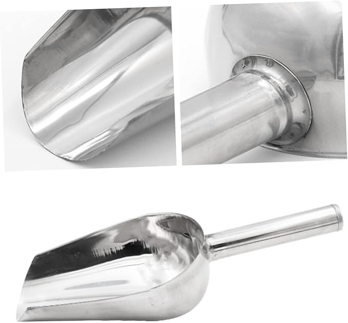Stainless Steel Feed Scoop for Livestock Heavy Duty Grain Distribution Tool 10-inch Sturdy Metal Fodder Scooper for Pets and Farm Use