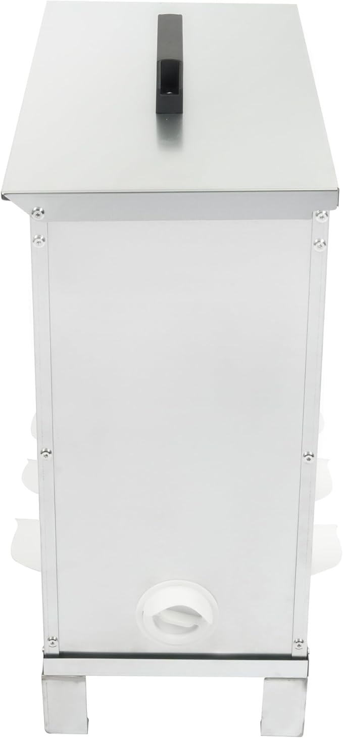 Chicken Feeder 10-Port No Waste Poultry Feeders for Chickens, Ducks, Geese, Poultry Large Gravity Feeder w/Raised Leg and Locking Lid Steel+Plastic Galvanized Silvery
