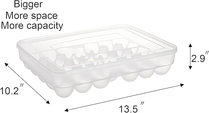 Sooyee 2 Pack Covered Egg Holders for Refrigerator,Clear 2X34 Deviled Egg Tray Storage Box Dispenser,Stackable Plastic Egg Cartons,Egg Holder Countertop(68 Eggs)