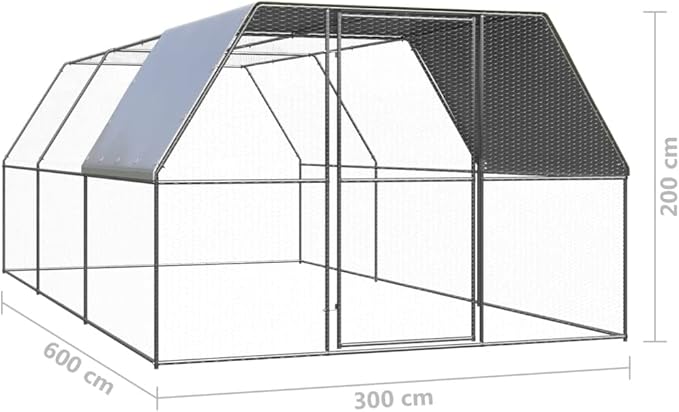 Weatherproof Outdoor Chicken Coop Large Walk-in Enclosure Outdoor Chicken Cage 9.8'x19.7'x6.6' Galvanized Steel for Outdoor Backyard Farm Garden