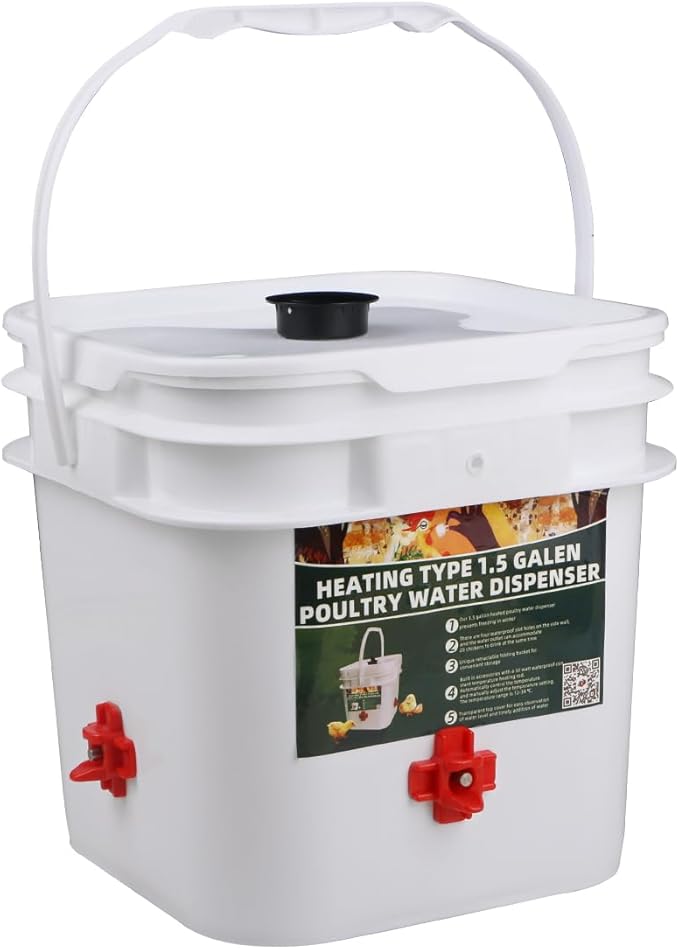 1.5 Gallon Square Chicken Water Bucket, Hanging Type, Suitable for Chickens, Pigeons, Quails, and Other Large Animals 1Pcs.