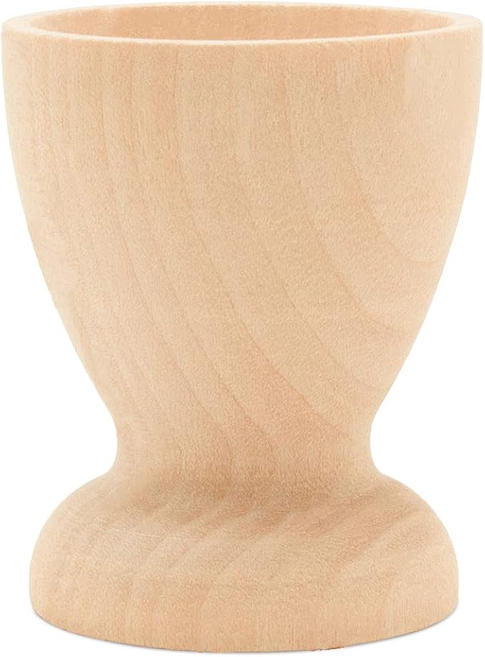 Wooden Egg Holder 2-1/8 inch, Pack of 6 Egg Cups, 2-1/2 inch Flat Bottom Eggs in a Cup, Wood Egg Unfinished, by Woodpeckers