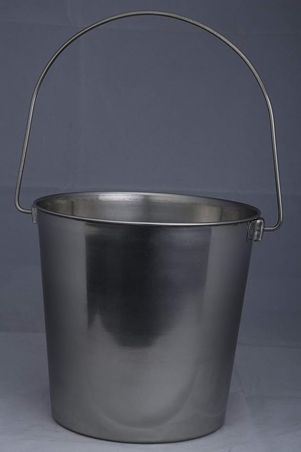 Indipets Stainless Steel Bucket for Pets (4-Quart) – w/Out Hooks – Food & Water Pail for Cats & Dogs