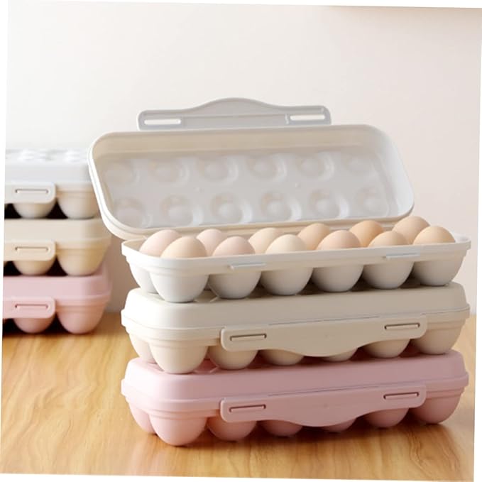 2pcs Stackable Egg Storage Box Shatterproof Container for Refrigerator Material Khaki for Organizing Duck Eggs