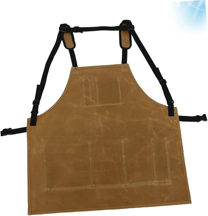 Kisangel Waterproof Heavy Duty Canvas Garden Tool Apron Pockets Sturdy Oil-Proof Pinafore for Cooking and Outdoor Work