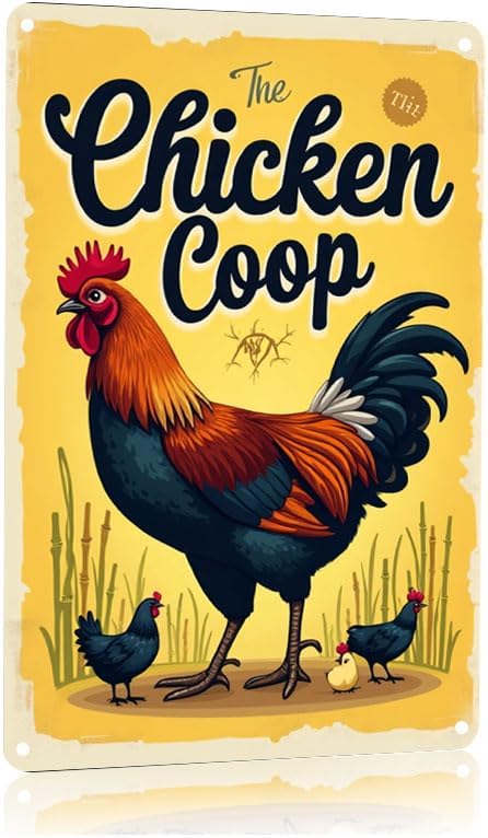 Chicken Coop Outdoor Decorative Sign with Fluffy Butt Hut Design 12x8 Inch for Backyard Farmhouse Poultry Decor
