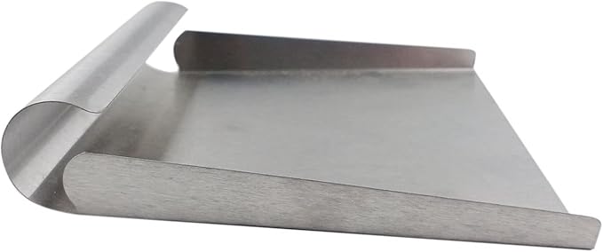 Stainless Steel Scooper for Food, Large One-Piece Cast Square Food Scoop with Sides, 5.9 Inch Metal Ice Scooper, Cutting-board Scraper, Flour Utility Scoop with Multi-Purpose Use, Silver