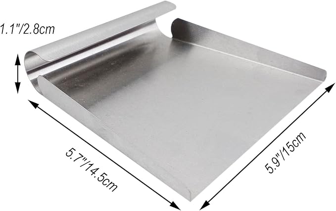 Stainless Steel Scooper for Food, Large One-Piece Cast Square Food Scoop with Sides, 5.9 Inch Metal Ice Scooper, Cutting-board Scraper, Flour Utility Scoop with Multi-Purpose Use, Silver
