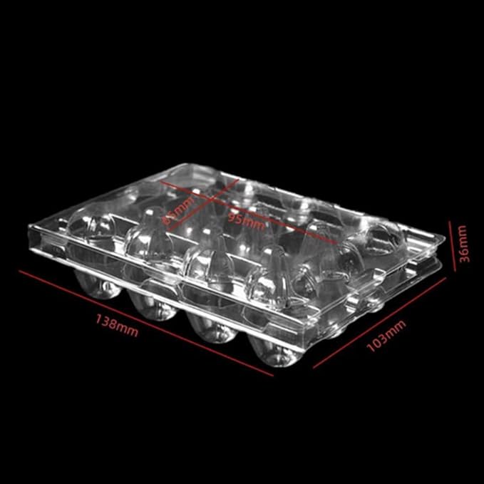 Honkenda Clear Plastic Quail Egg Cartons, 12 Tray Small Eggs Carton Holders Container, PVC Stackable Egg Storage Box with Hinge Lid, 12 Grids Egg Protection Box for Pheasant Pigeon (50 Pack)