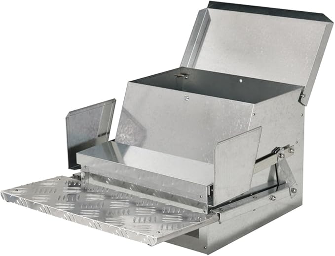 Automatic Chicken Feeder with Weatherproof Design for Outdoor Poultry Use – Durable Galvanized Steel and Aluminum Construction