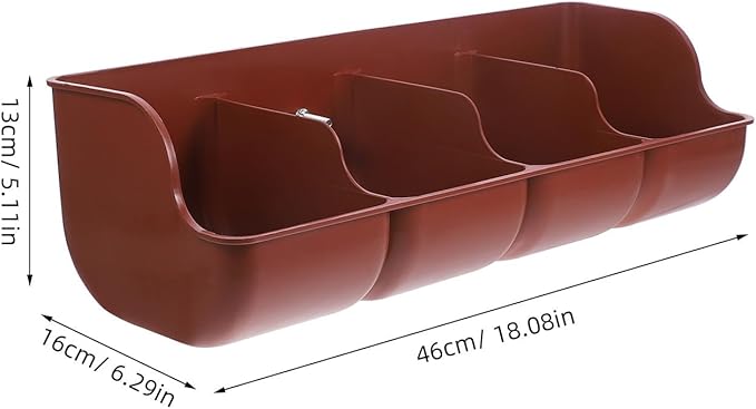 FAVOMOTO Pig Feeder Plastic Trough, 4-Compartment Feeding Groove for Livestock Farm Pig Manger Brown 18. 1 X 6. 3 X 5. 1 Inch