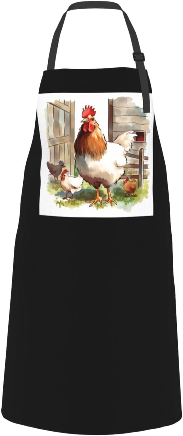 Farm Animals Aprons for Women with 2 Pockets, Kitchen Cooking Apron for Men, Water and Oil Resistant, Adjustable Bib Apron Extra Long Work Aprons for Dishwashing, Dog Grooming