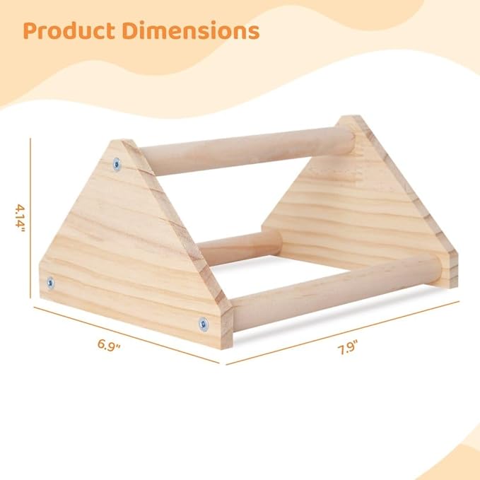 Chick Wooden Perch Stand, Training and Entertainment Roosting Bar for Chickens, Triangle Jungle Gym Toy in Wood for Coop & Brooder, 7.9 X 6.9 X 4.14’’