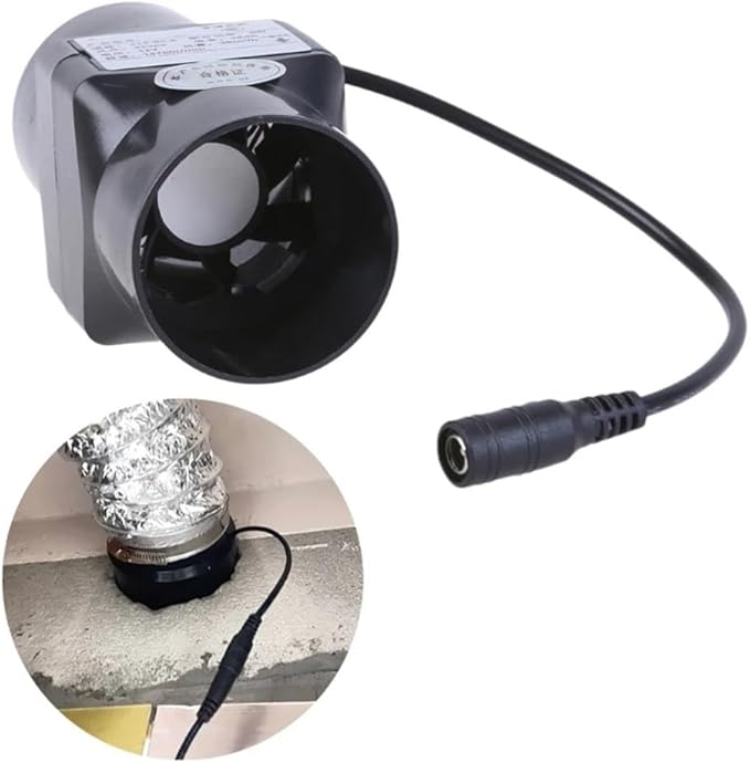 50Mm/60mm Inline Duct Ventilation Fan, 12V 6W Quiet Inline Exhaust Fan For Indoor Air Circulation, Chicken Coop Ventilation, For Solar Panel And Power Adapter Installations(Black 50MM)