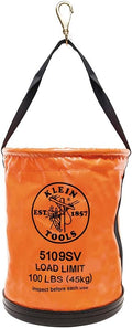 Klein Tools 5109SV Tool Bucket, Vinyl Lineman Bucket with Swivel Snap and Web Handle, 12-Inch, 100-Pound Load Rated Tool Holder