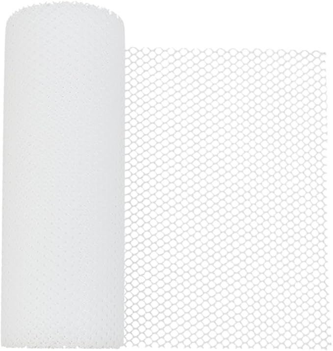 OLYCRAFT 16.4Ftx12 Inch White Plastic Chicken Wire Fence Mesh Poultry Fencing with Cable Tie Hexagonal Fencing Wire Protective Fence Net Plastic Mesh Anti-fall Net for Gardening Floral Chicken Netting