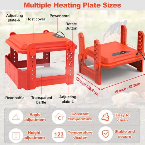 Chick Brooder Heating Plate with Adjustable Temperature - Red, Acrylonitrile Butadiene Styrene (ABS), Brooder Plate 130W Red - Image 6