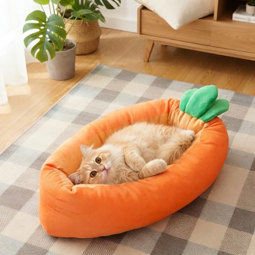 Hiceeden Carrot Bunny Bed, 24" × 12" Rabbit Bed with Removable Cushion - Medium to Large, Orange, Polyester - Image 7