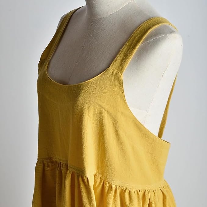 Cotton and linen Kitchen Cooking Aprons Dress for Women with Pockets Cute for Baking Painting Gardening Cleaning