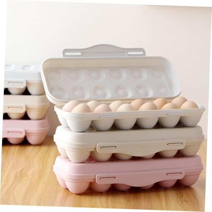 Egg Storage Container 2 Pack 12 Grids Egg Trays Fridge Pp Material Stacking Design (grey)