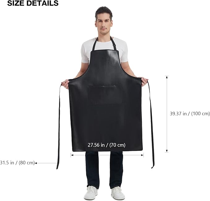 Waterproof Apron, Heavy Duty Work Apron, Artificial Leather Apron Ideal for Chef,Butcher,Barber,Cleaning
