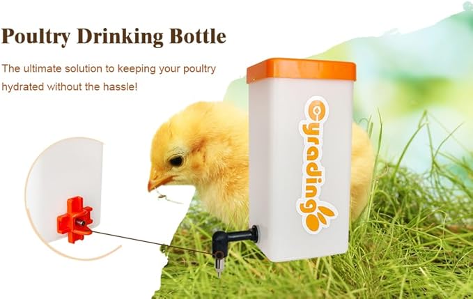1L Hanging Automatic Waterer System Chick Drinker Cups Automatic Fill Poultry Watering Cup Used for Cage (Orange, 1)