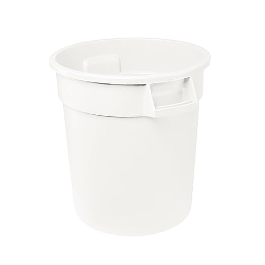 Feed and Seed Storage Container, 32 Gallon White Round Commercial Trash Can, Food Storage Plastic Bin, Use in Agricultural, Gardening, or Household