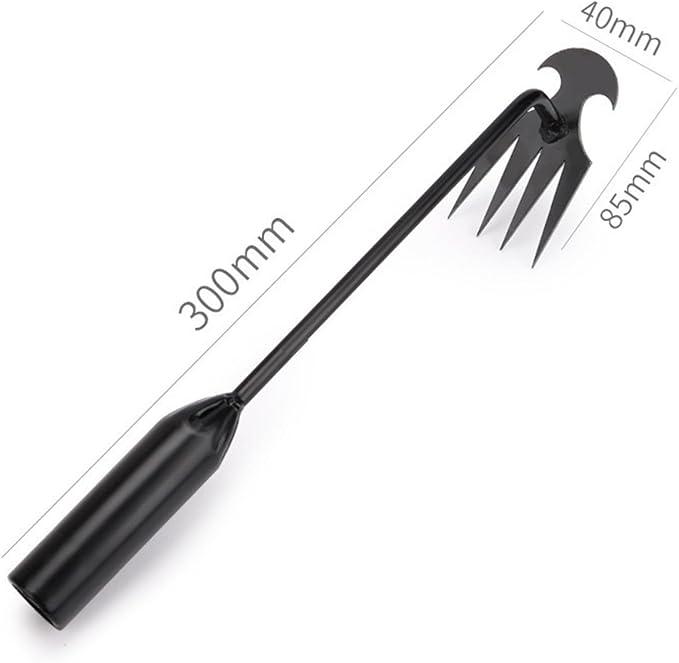 Weed Puller Tool, Weeding Artifact Uprooting Weeding Tool, Garden Weeder Tool 4 Teeth Manganese Steel Forged, Weed Master Weeding Tool, Weed Removal Tool for Vegetable Backyard Farm (Black-30cm)
