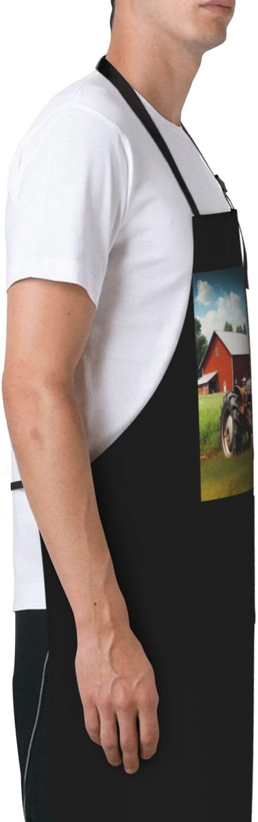 Company Farm Tractor Aprons for Women with 2 Pockets, Kitchen Cooking Apron for Men, Water and Oil Resistant, Adjustable Bib Apron Extra Long Work Aprons for Dishwashing, Dog Grooming