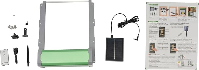 Solar Powered Automatic Chicken Coop Door with Remote Control & Timer, 9.4x10.8 Inch Opening,Chicken Automatic Door for Hens Ducks Rabbits,Works from -14.8℉ to 140℉