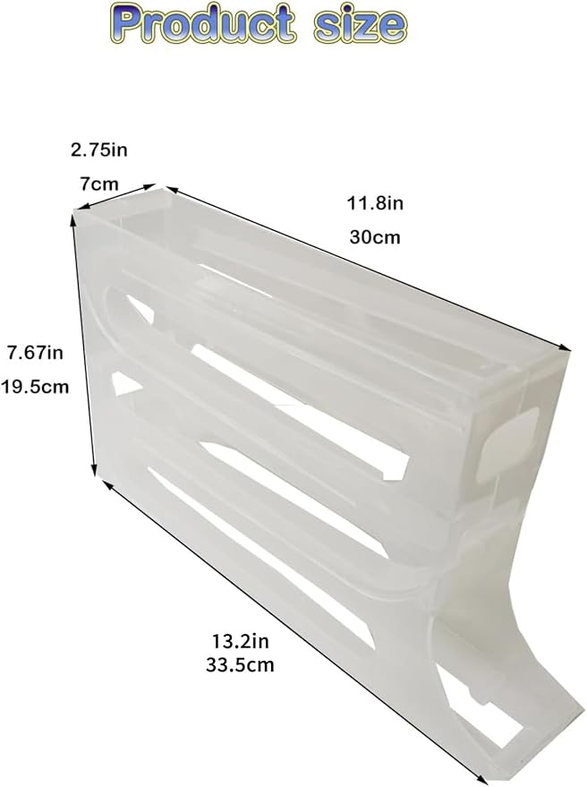 30 Eggs Egg Holder for Fridge,4 Tiers Egg Container,Auto Rolling Fridge Egg Organizer for Refrigerator,Space-Saving Egg Dispenser Holder,Fridge Egg Rack (Yellow, 1pack)