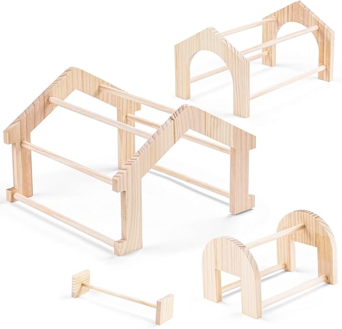 Chicken Roosting Bars, Wooden Chick Stand Training Perches, Wood Toys for Chick Jungle Gym Perch Entertainment, Brooder & Coop 4 Pcs