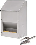 Automatic Chicken Feeder 10lb Metal Chicken Feeders with Lid No Waste Duck Feeder Hanging Chicken Feeder Trough with Scoop for Chickens Ducks Goose Poultry (Small Size)