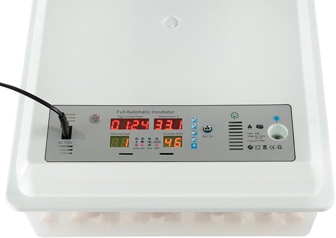 64 Egg Incubator Single Layer 3-in-1 Dual Power Digital Automatic Egg Turner with Temperature Control for Chicken Duck Goose Quail Eggs