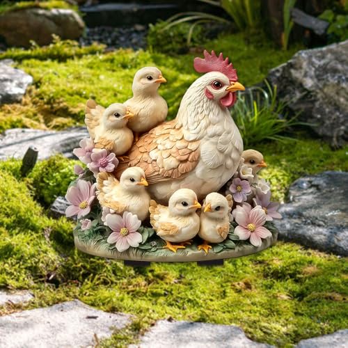 Garden Stake Decor, Acrylic 2D Flat Animal Statue - 9.13 x 11.8 inches, Hens and Chicks - Image 3