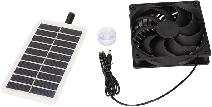 2W Solar Chicken Coop Exhaust Fan Set Air Circulation Fan Easily Install for Pet House, RV Multifunctional Accessories