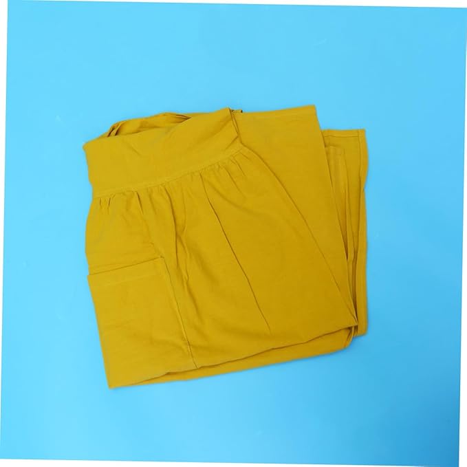 Ciieeo Cotton Linen Tall Waist Apron and Oilproof Kitchen Apron for Cooking and Gardening Stylish Yellow Design for Home and Flower Shop Use