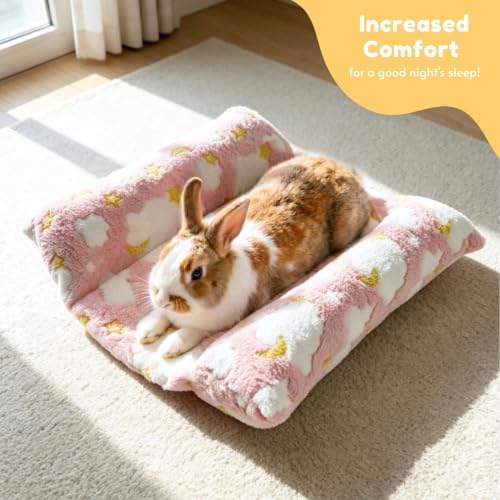 Rabbit Bed with Pillows, Dual-Sided 17"x15" Washable Lounger Pad - 17 x 15 inches, Pink Cloud - Image 4