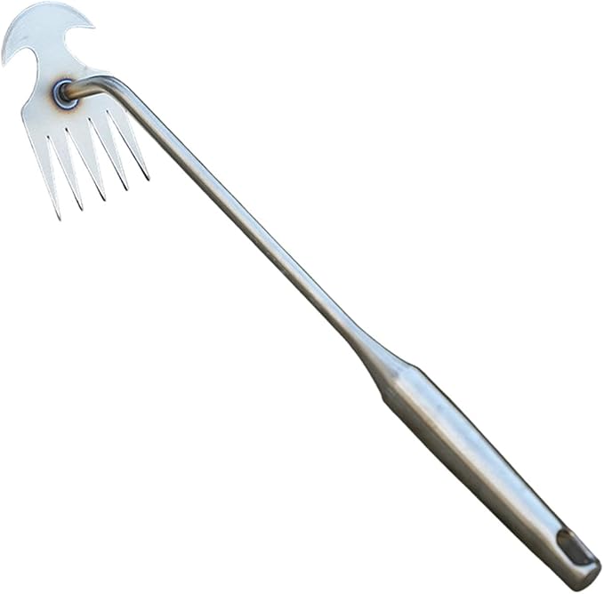 Weeds Puller Weeding Rake, with Handle, Uprooting Garden Weeding Tool Stainless Steel for Lawn Farm Outdoor Backyard, 5 Teeth, 37.5cmx9.5cmx5.3cm