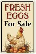 Farm Fresh Eggs For Sale Aluminium Sign 12in×16in, Sturdy Aluminum Metal Signs Rust Free, Fresh Chicken Eggs For Sale Yard Sign, Egg Sign With Stakes