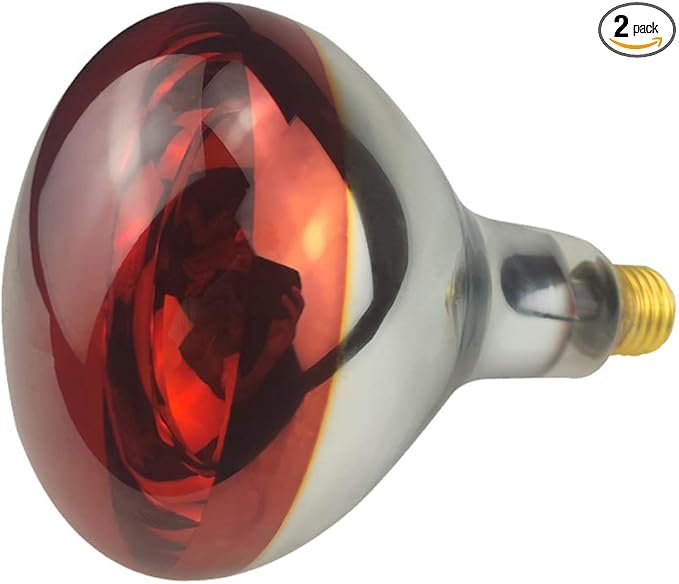 Heat Lamp Bulb R115 250 Watt 2 Pack Infrared Glass Lamp Bulb for Food Service, Brooder Bulb, Chicks, Pet, Bathroom, Light Therapy, Reptiles and Amphibian Use E26 Base