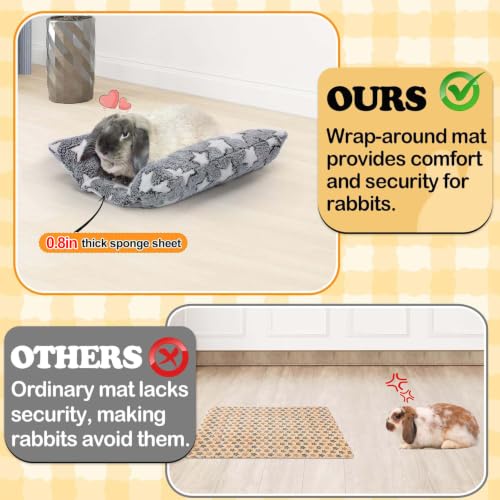 MEWTOGO 15.7" x 14" Bunny Bed for Rabbit Cage - 15.7 x 14In, Gray - Star, Flannel, Thickened & Soft - Image 2