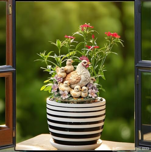 Garden Stake Decor, Acrylic 2D Flat Animal Statue - 9.13 x 11.8 inches, Hens and Chicks - Image 2
