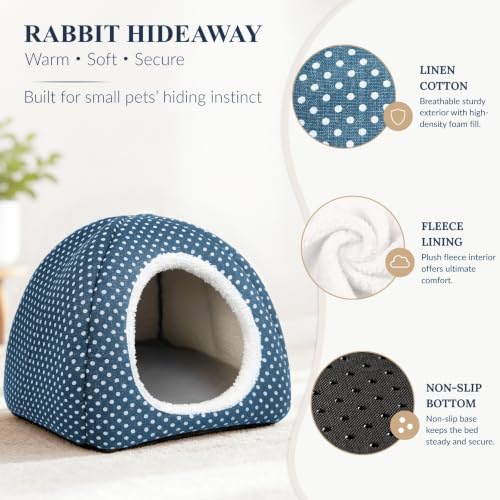 Rabbit Hideout Large Bunny Bed Washable Rabbit House - Dark blue, Polyester - Image 4