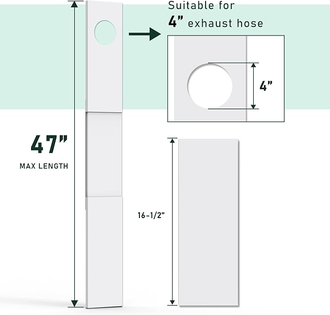 Flehomo Dryer Vent Window Kit, Dryer Vent Kit for 4" Diameter Dryer Hose, Adjustable Window Vent Kit for Sliding Windows, with Insulating Foam Seal Tape