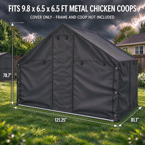 Chicken coop Cover, Waterproof in Winter. Suitable for Rooftop Chicken coops, Full Coverage. Black (No Chicken coop - Image 2