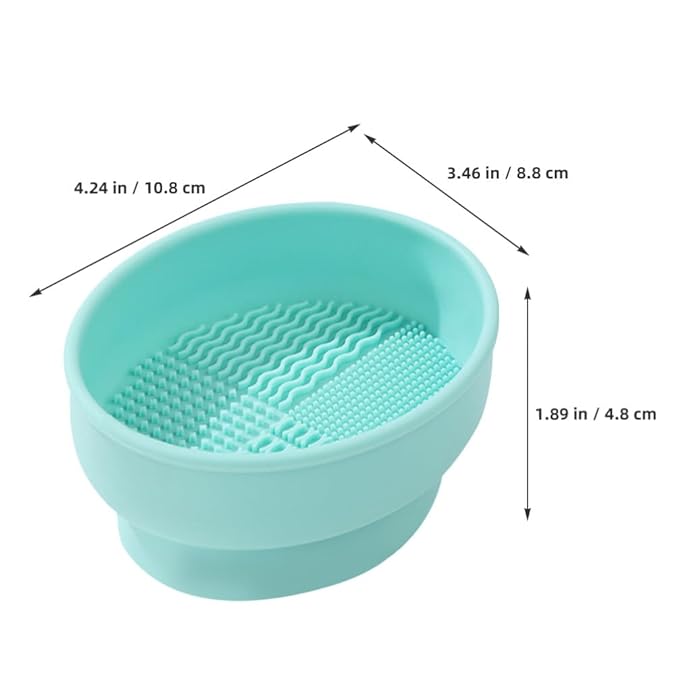 2 in 1 Makeup Brush Cleaning Mat with Brush Drying Holder Silicone Brush Cleaner Pad Cosmetic Brush Organizer Rack Portable Washing Tool for Makeup, 10.80X8.80X4.80CM, Green