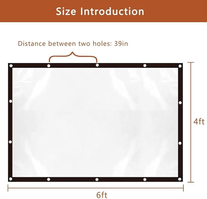 Clear-Waterproof-Tarps-Outdoor-4x6ft, Poly Tarpaulin Tarps Transparent Anti-Tear Thin Cover with Rustproof Grommets for Patio Enclosure Gardening Chicken Coop Canvas Painters Drop Cloth-4x6FT
