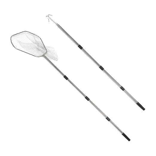 Stainless Steel Poultry Set with Telescopic Handle, Chicken Net and Hook for Outdoor Farm Use, Thickened Sturdy Mesh for Catching Ducks Geese and Small Birds
